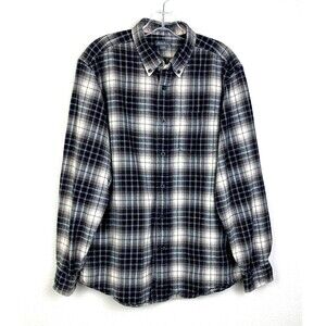 Eddie Bauer Men's Relaxed Fit Flannel Shirt Size M Black Brown Plaid Button Down